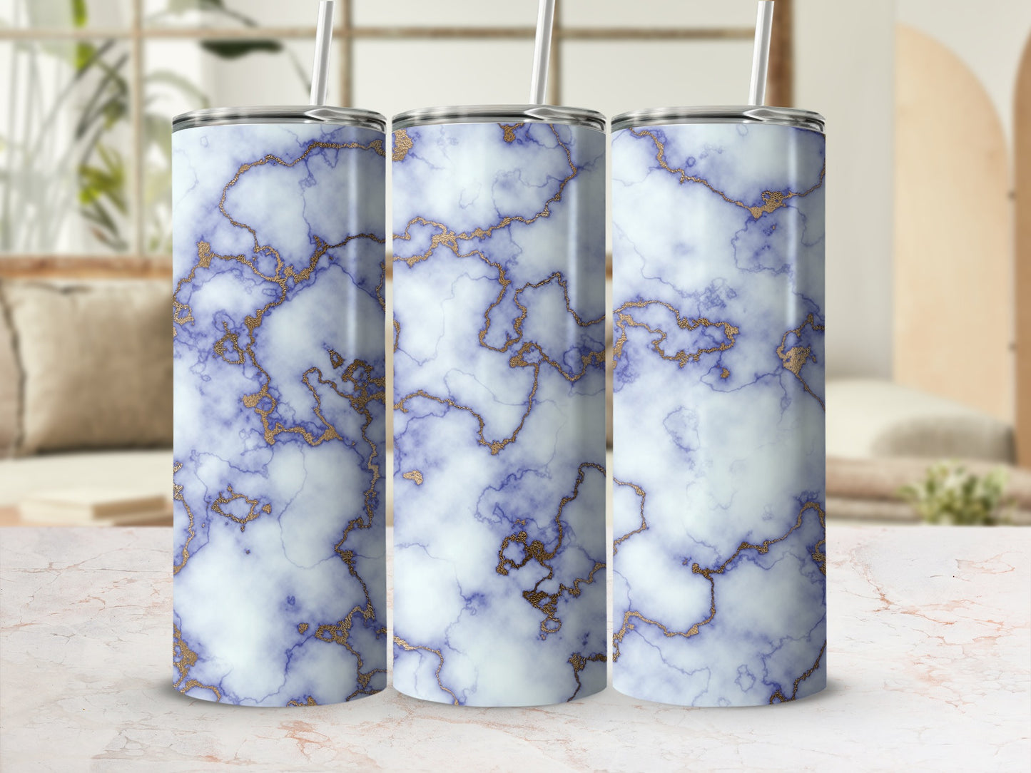 Light Purple Gold Vein Marble Tumbler product type