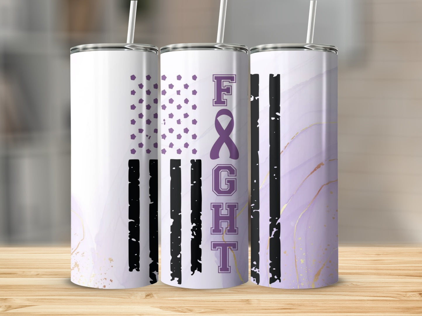 Fight Purple Ribbon Awareness Tumbler Cup