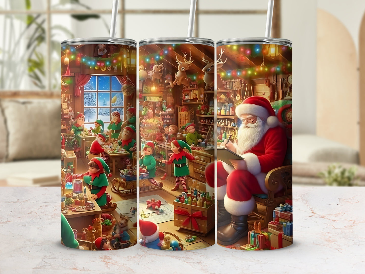 Santa Claus and Elves Christmas Tumbler product