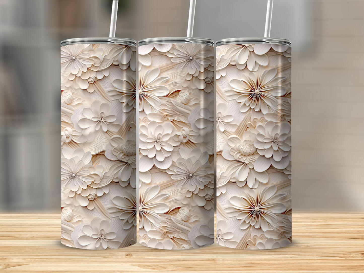 Elegant Floral Pattern Insulated Tumbler Product