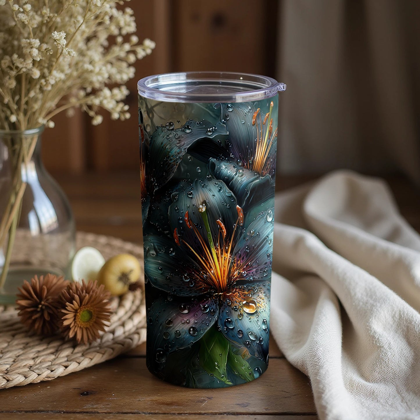 Vibrant Floral Design Insulated Tumbler For Hot Or Cold Drinks