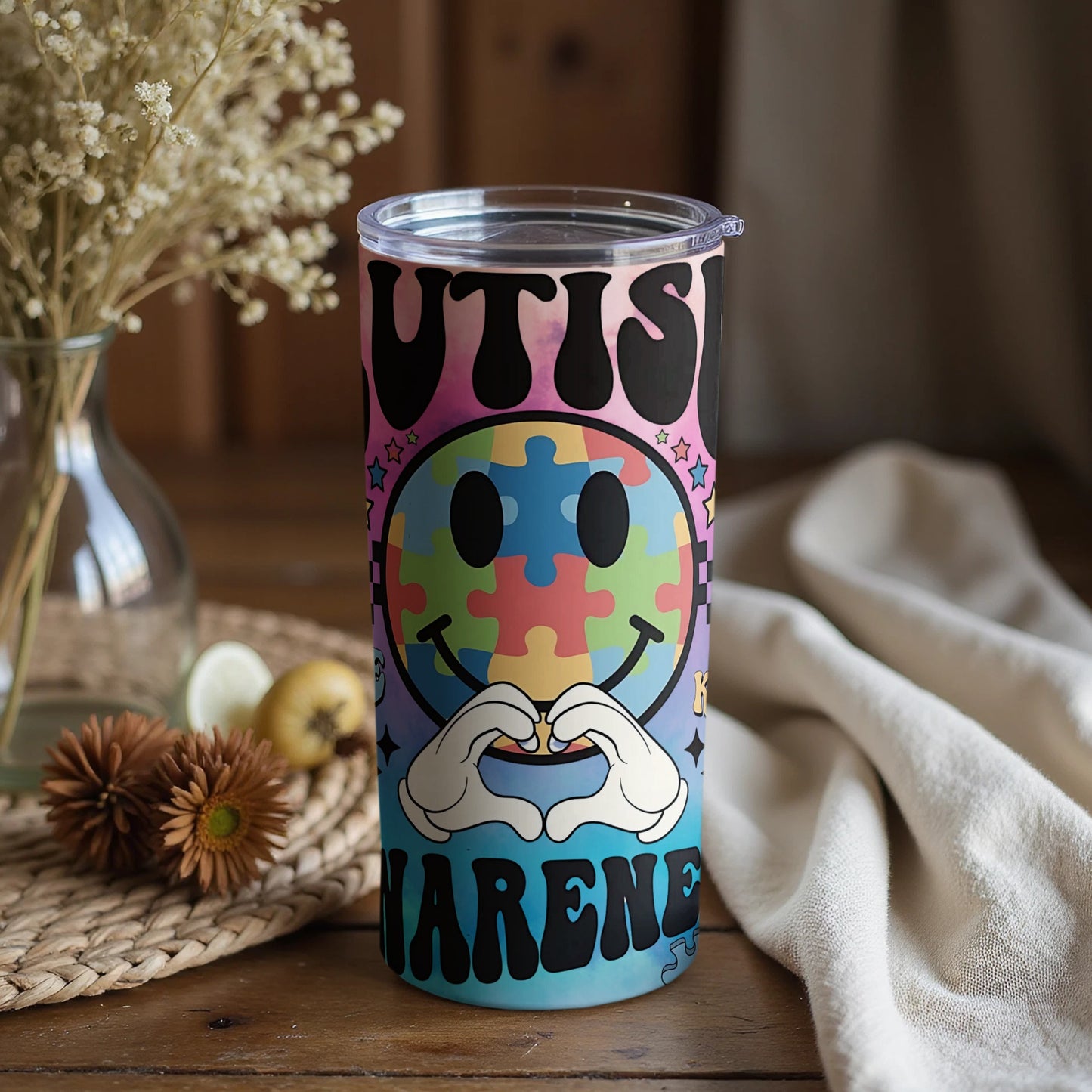 Autism Awareness Smile Heart Tumbler Product