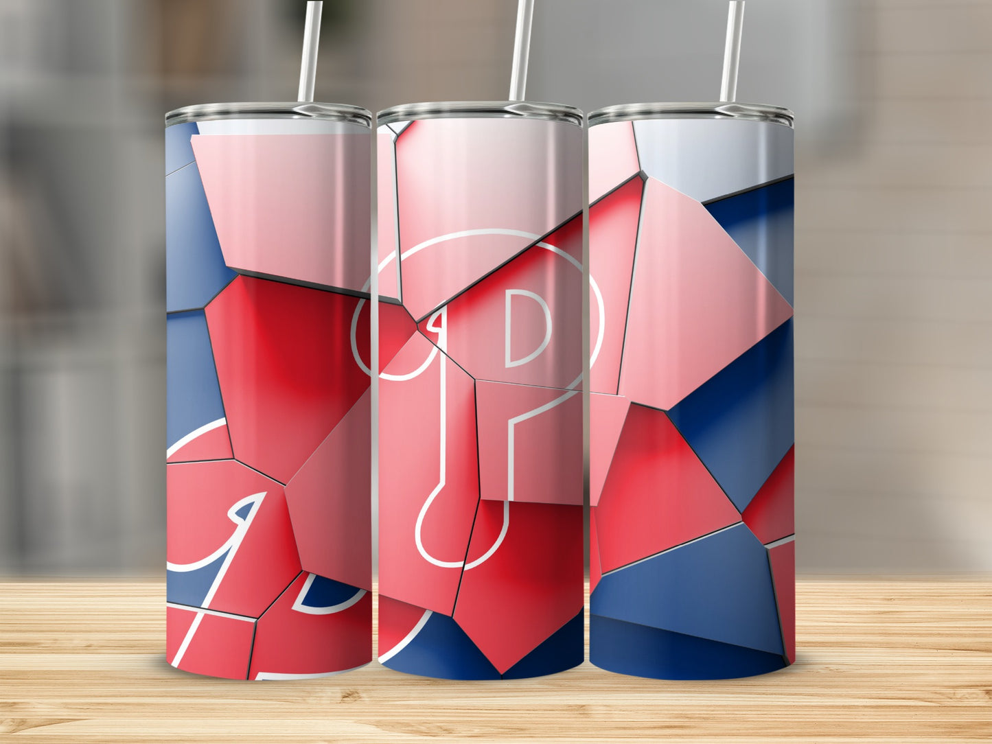 Phillies Team Logo Abstract Red and Blue Design Tumblers
