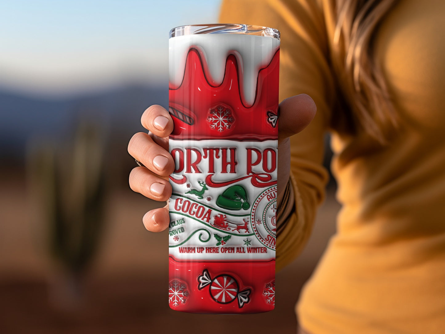 North Pole Red and White Themed Tumbler Cup