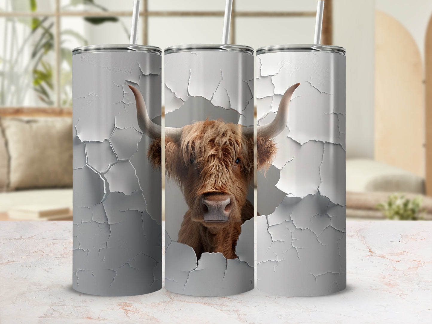 Highland Cow Cracked Design Tumbler Product Type