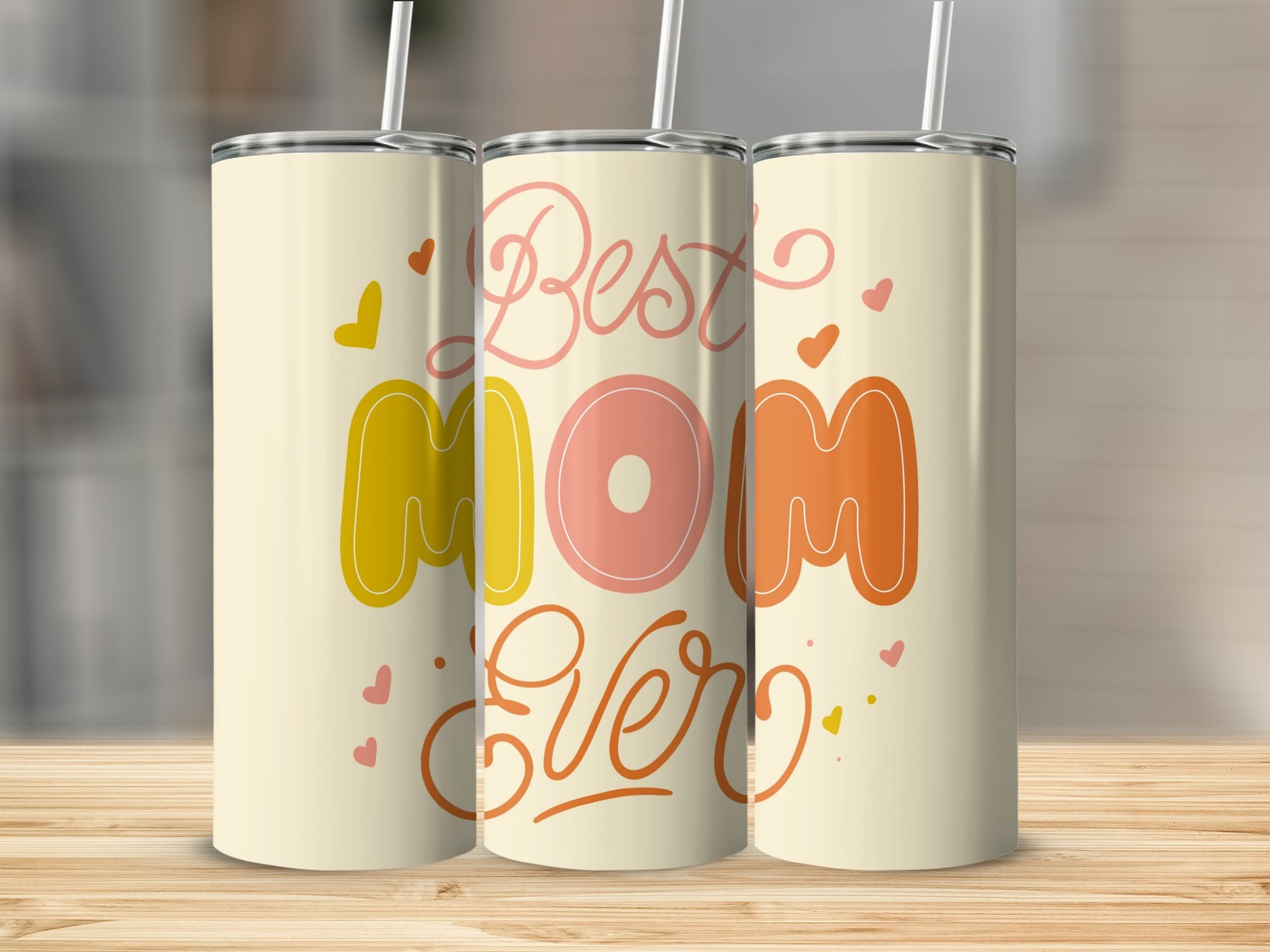 Best Mom Ever Hearts Design Tumbler Cup