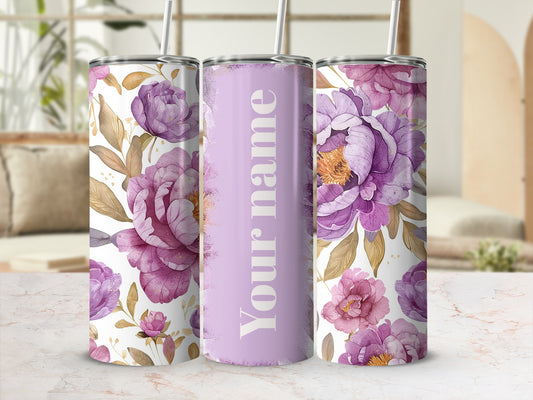 Personalized Floral Design Insulated Tumbler Cup