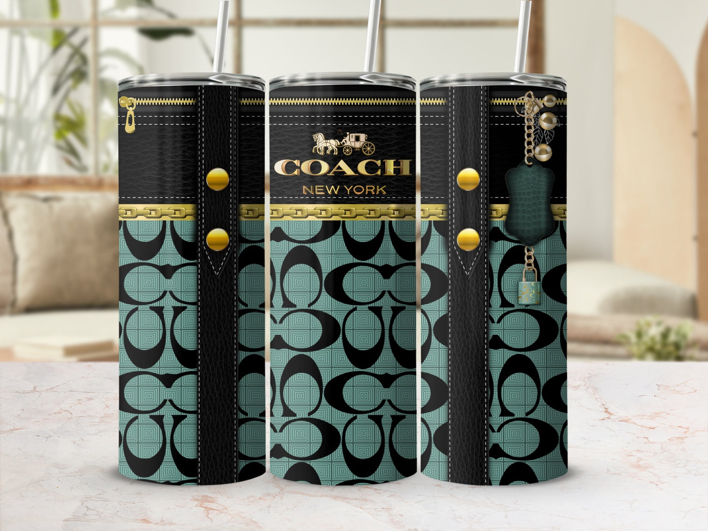 Stylish Designer Insulated Tumbler with Zipper Detail
