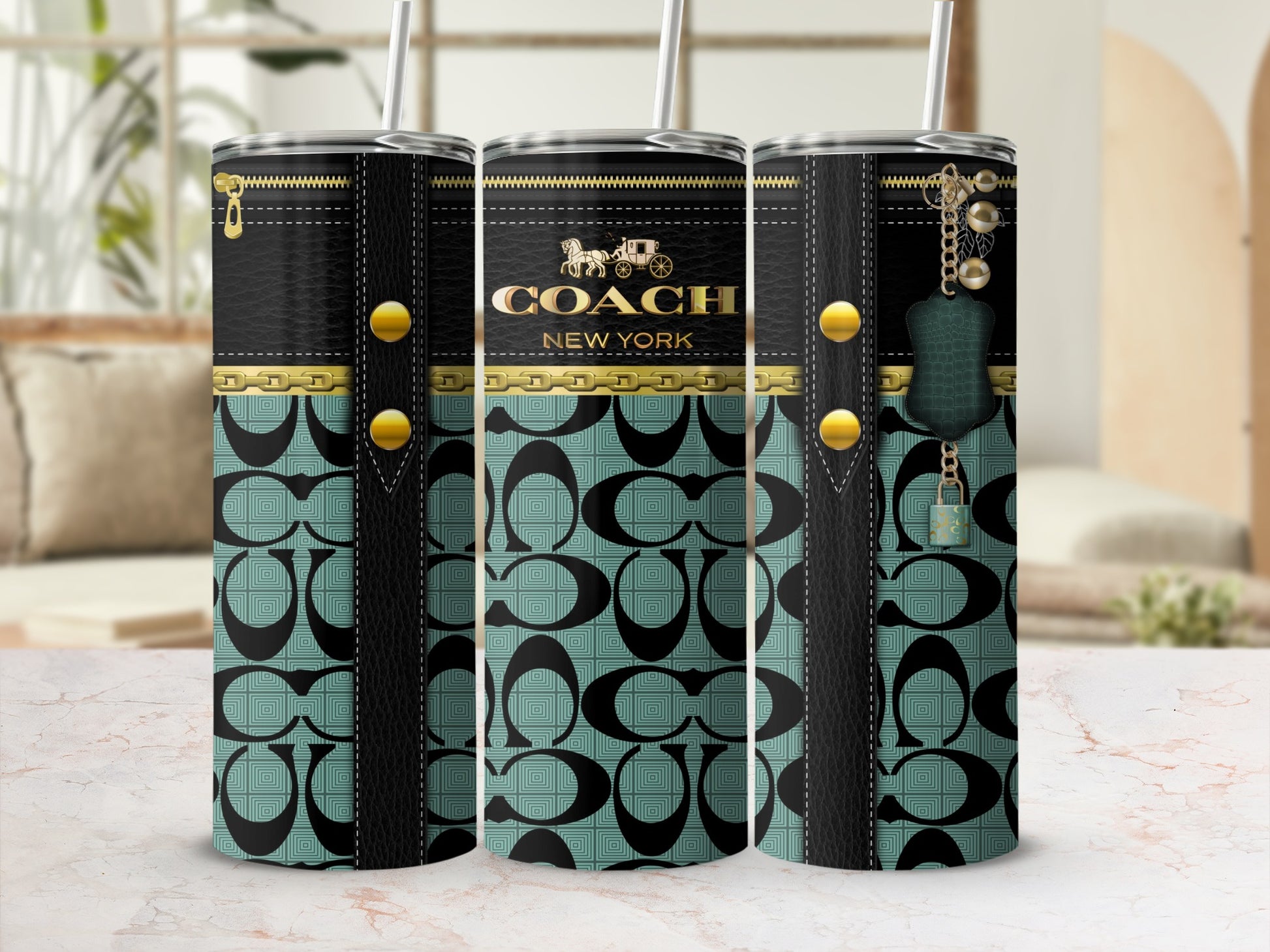 Stylish Designer Insulated Tumbler with Zipper Detail