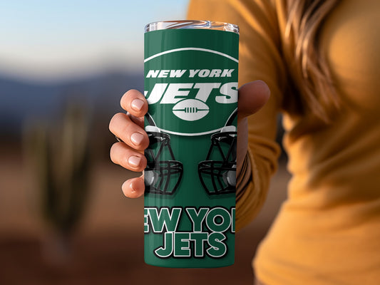 New York Jets Helmets Team Logo Design Fan Gear Tumblers