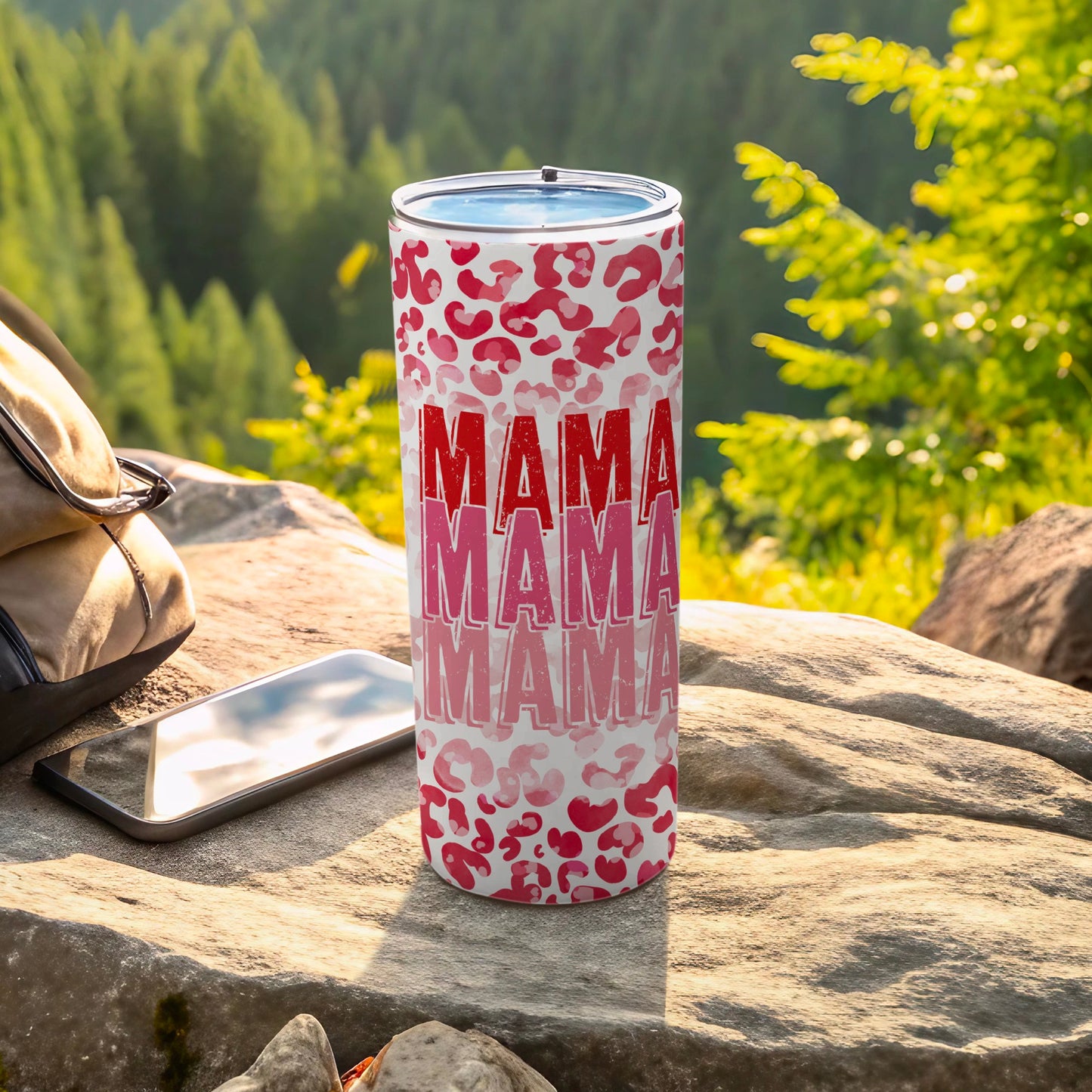 Pink Leopard Print Mama Insulated Tumbler Flask