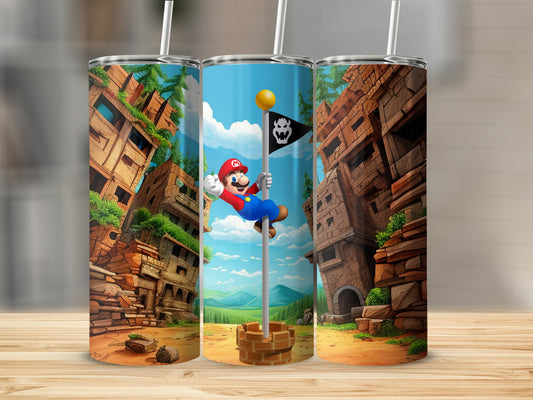 Colorful Super Mario Scene with Flag Tumbler