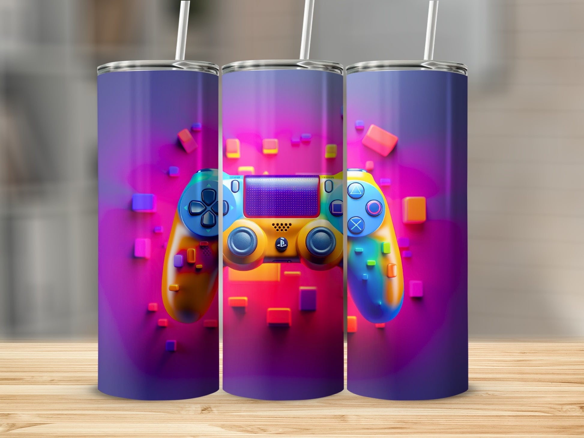 Colorful Gaming Controller Tumbler Bright Design
