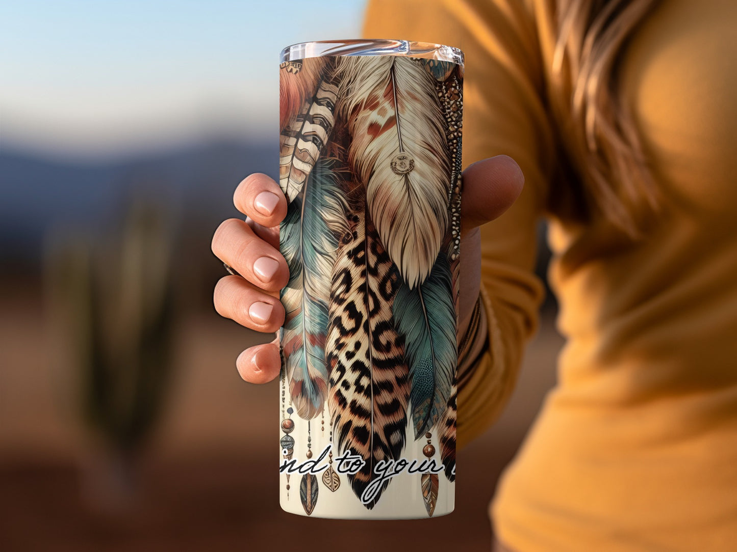Vibrant Feather and Animal Print Insulated Tumbler