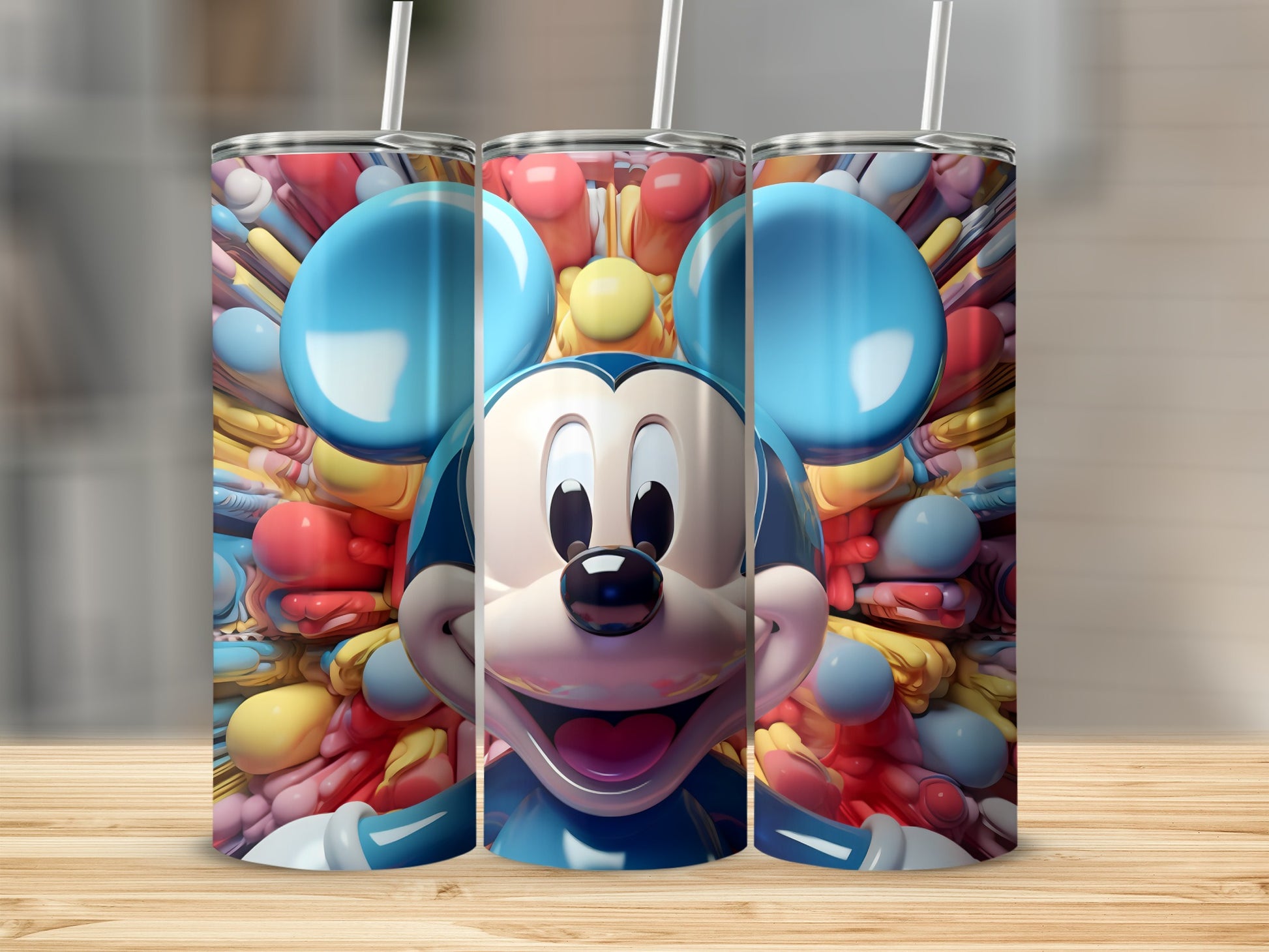 Colorful Mickey Mouse Tumbler with Lid Stunning Design