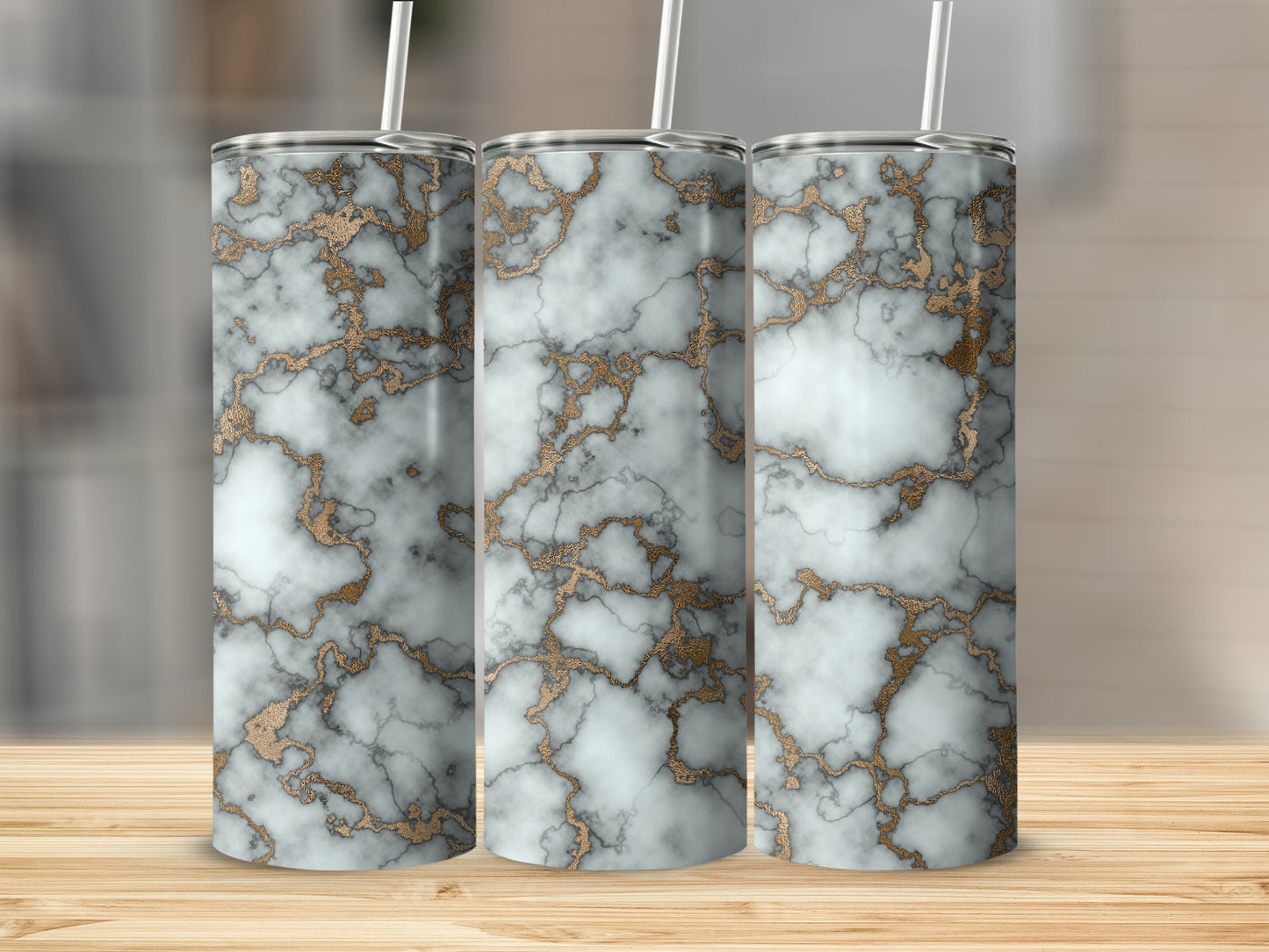 Marble Texture with Gold Veins Elegant Design Tumblers