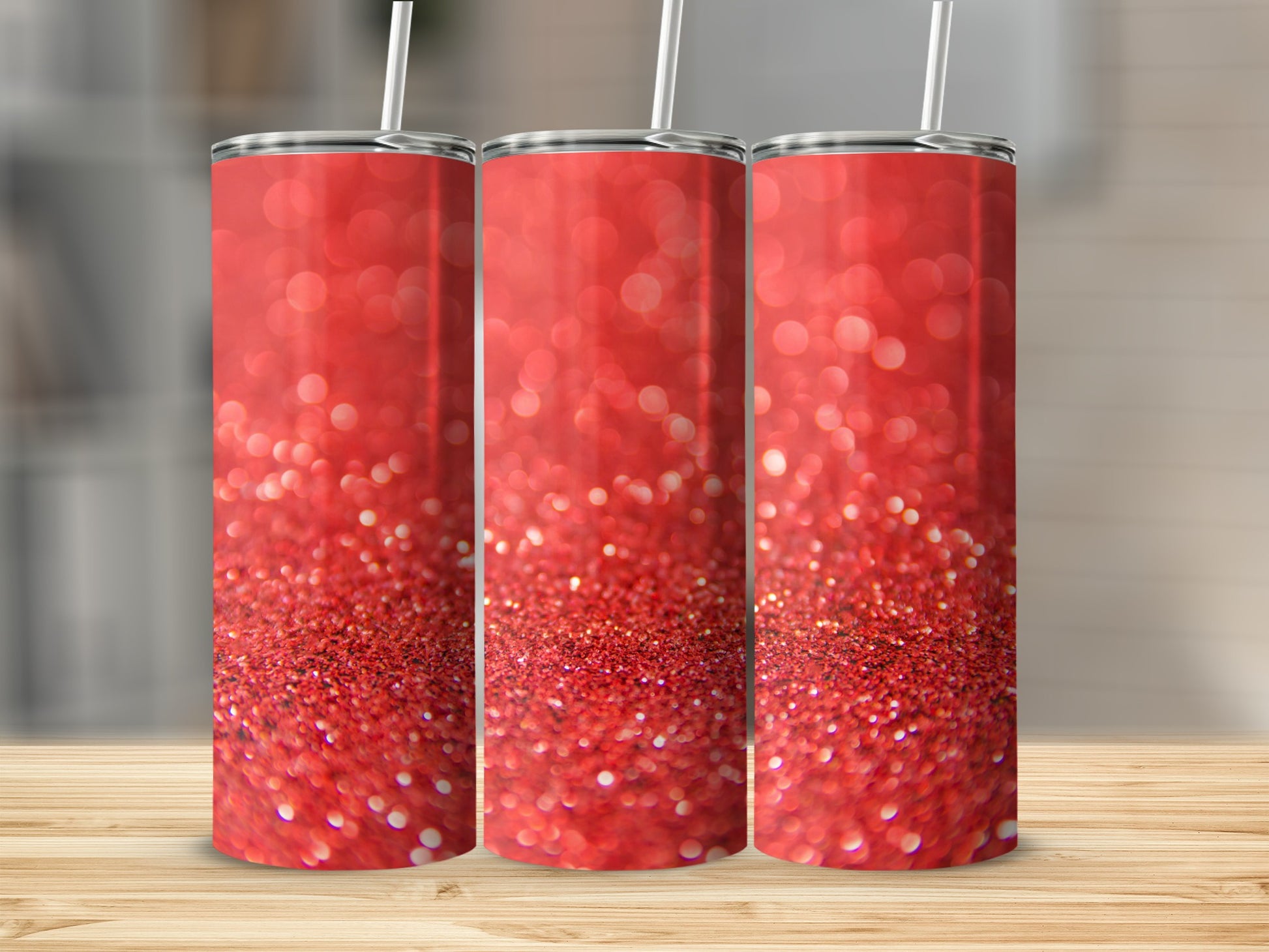 Sparkling Red Glitter Water Tumbler Drinkware