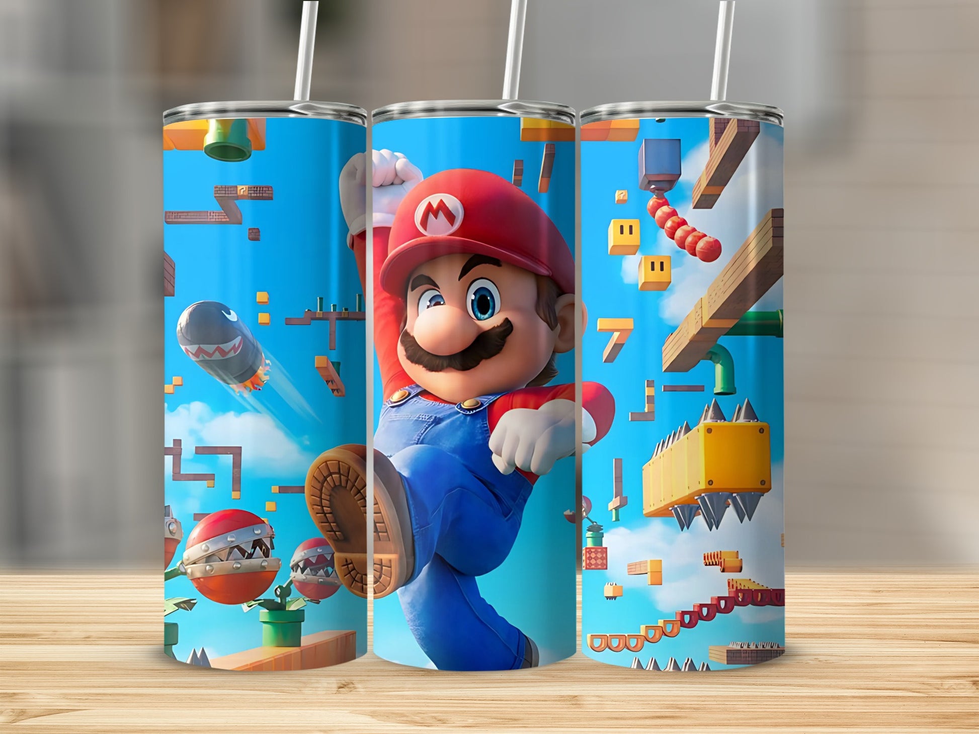 Colorful Mario Adventure Design Travel Tumbler