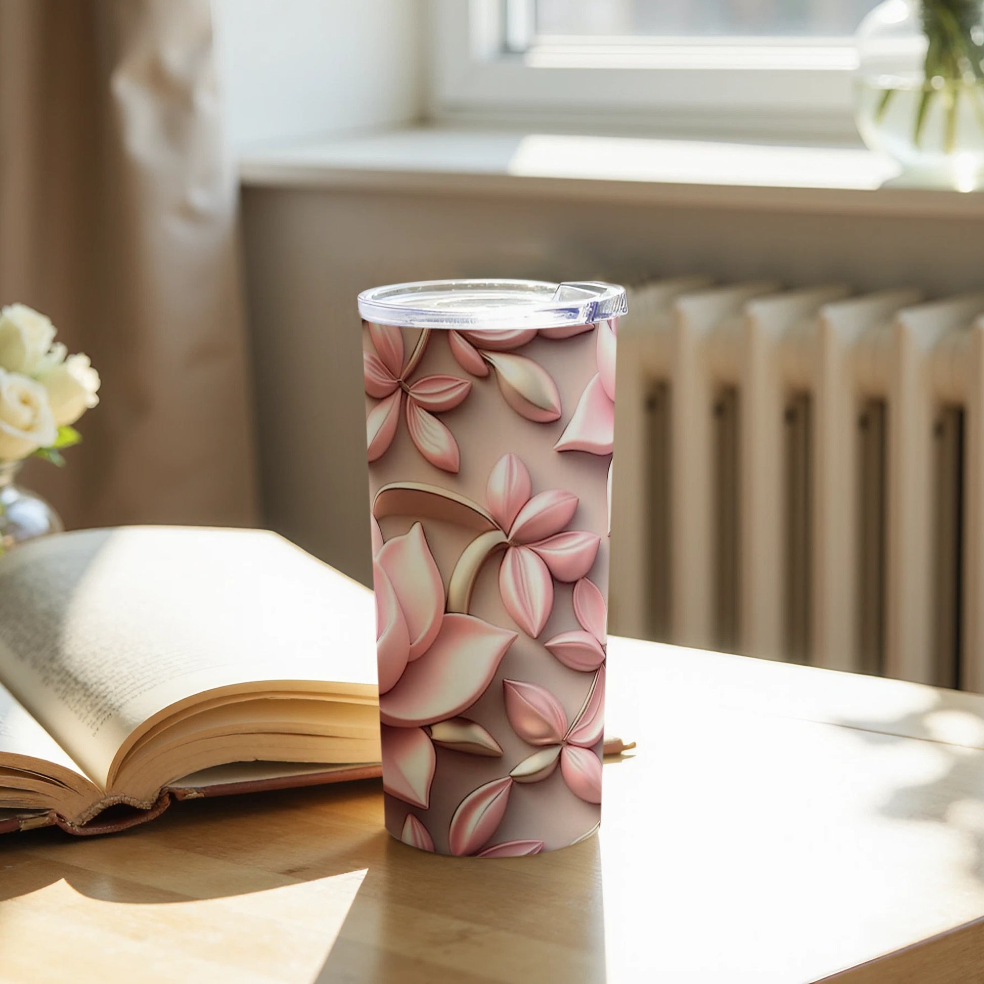 Elegant Pink Floral Design Insulated Tumbler