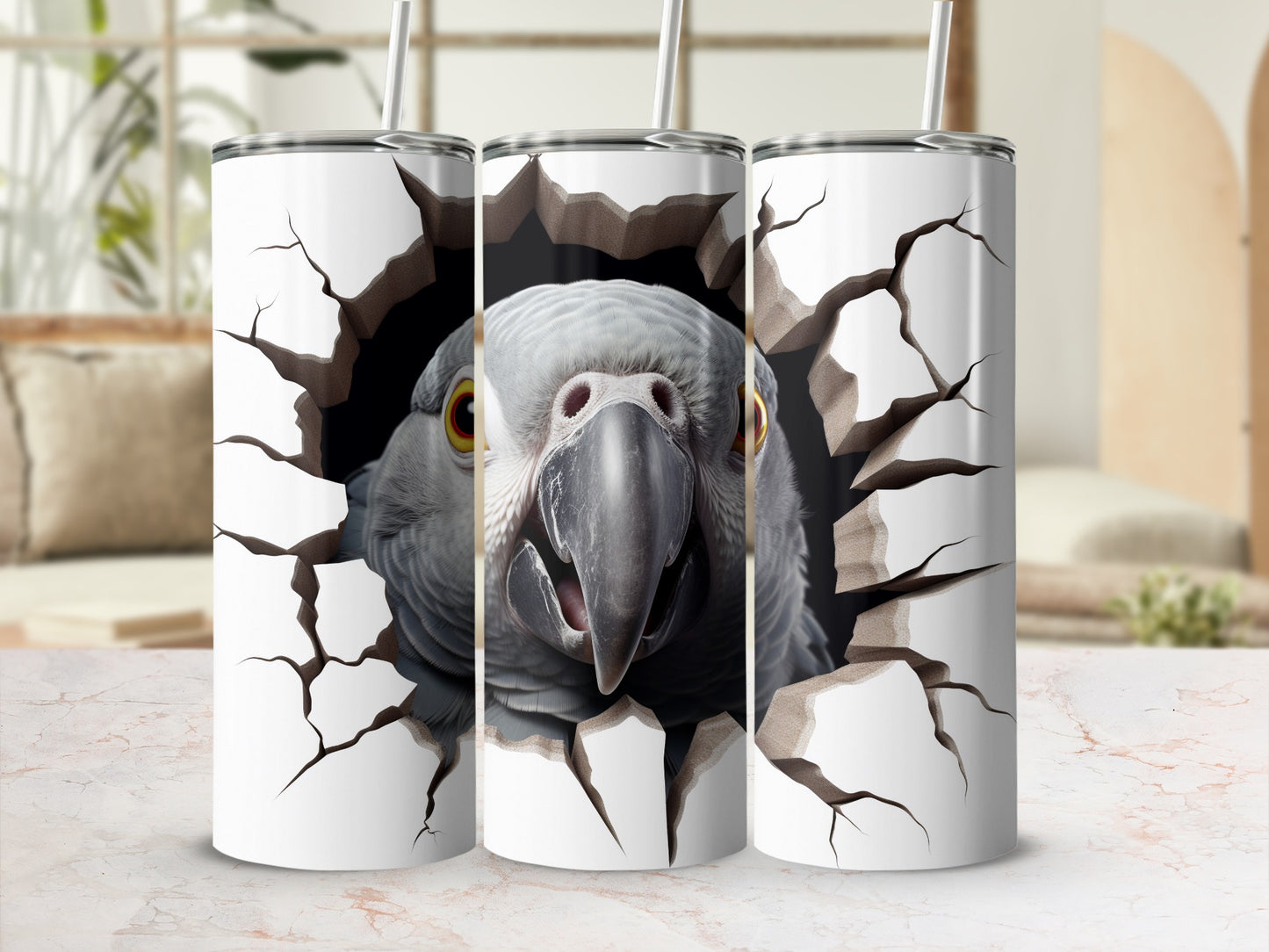 Curious Parrot Cracked Tumbler Design product type