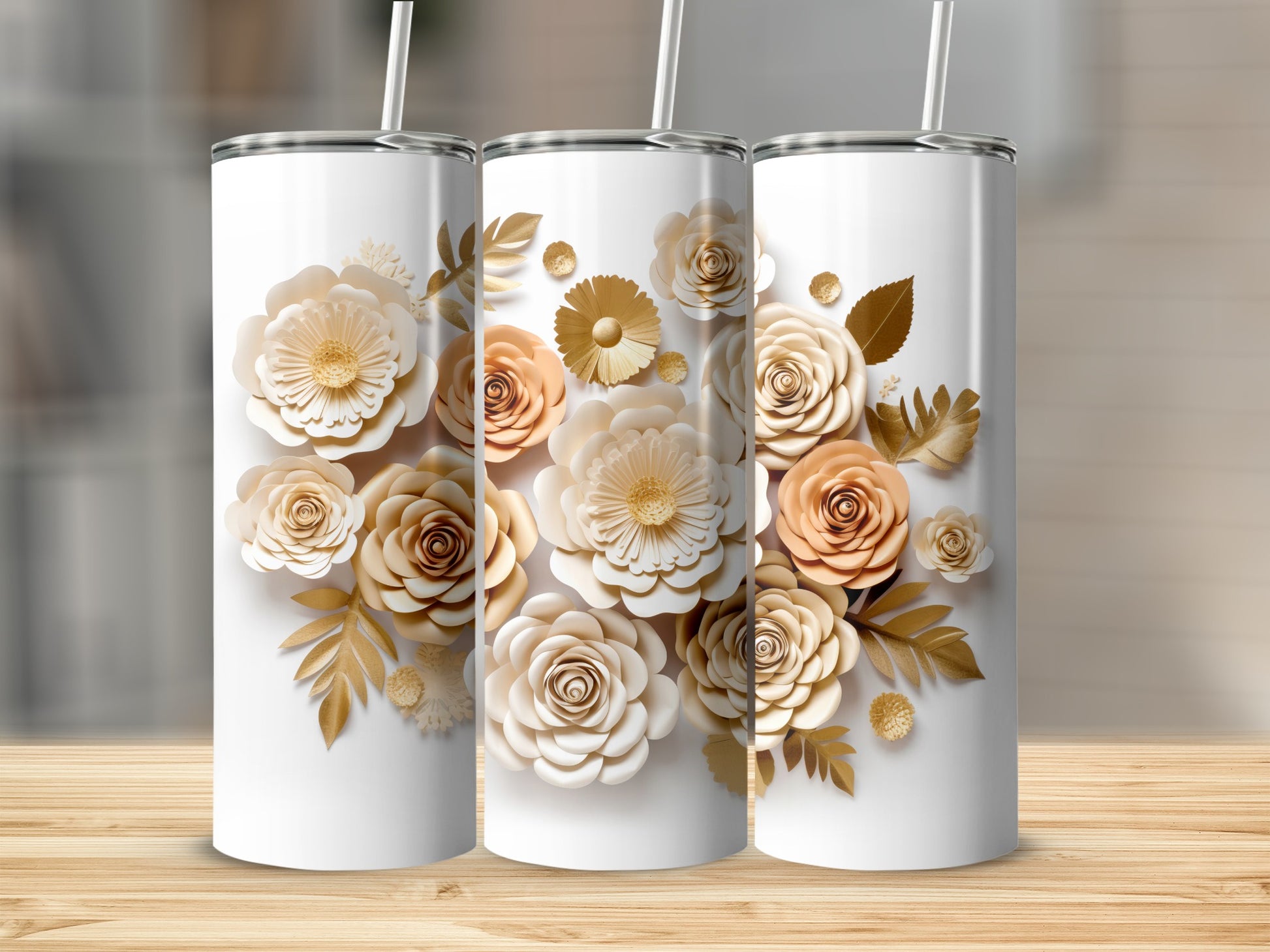 Floral Patterned Insulated Tumbler for Hot or Cold Drinks