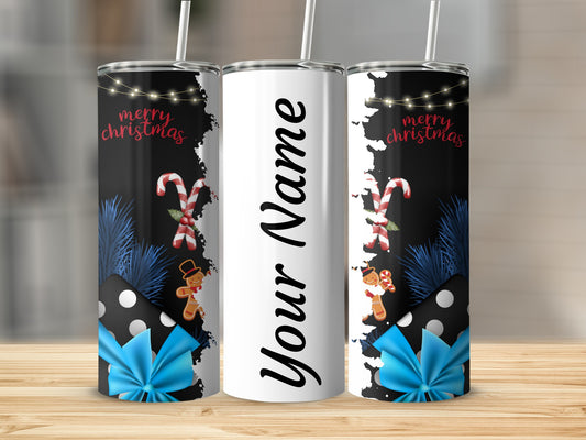 Personalized Christmas Themed Tumbler with Custom Name