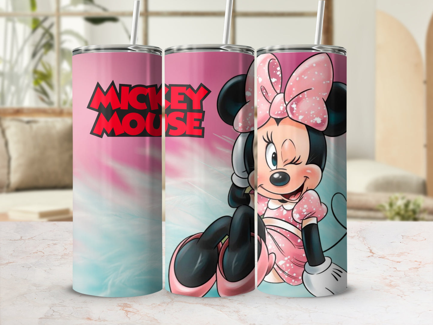 Cute Mickey Mouse and Minnie Mouse Tumbler