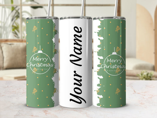 Merry Christmas Personalized Tumbler with Your Name