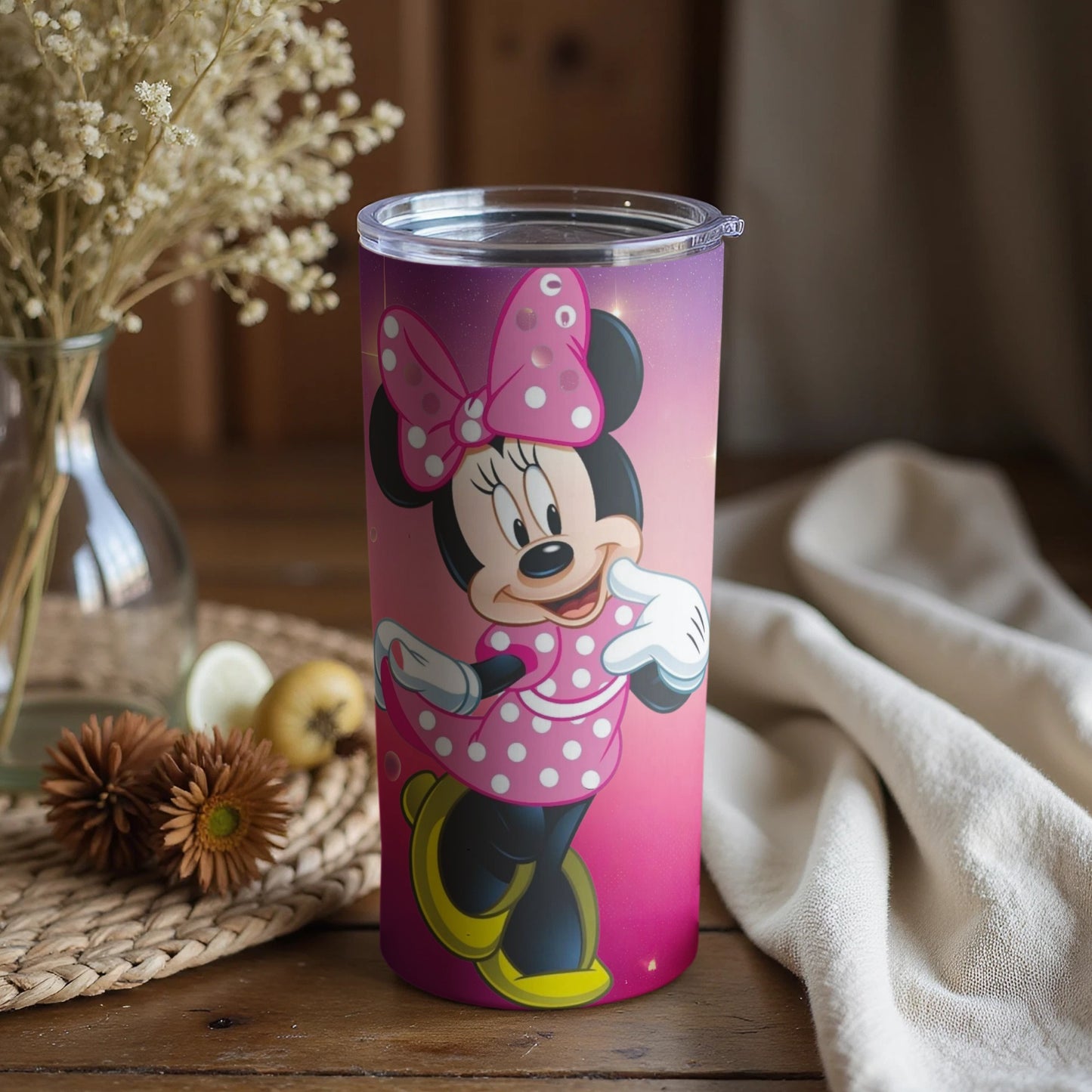 Minnie Mouse Tumbler with Pink Polka Dot Dress
