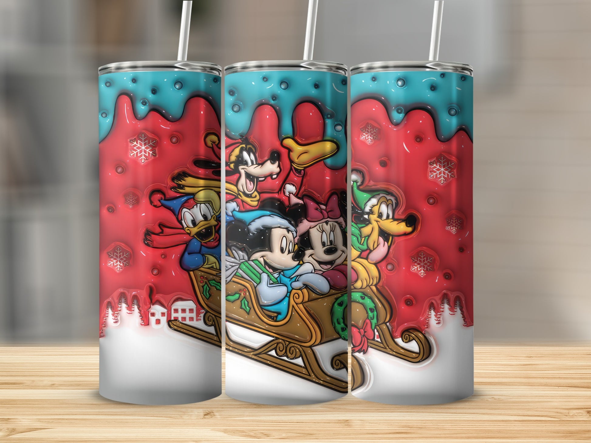 Christmas Character Sleigh Ride Tumbler with Straw