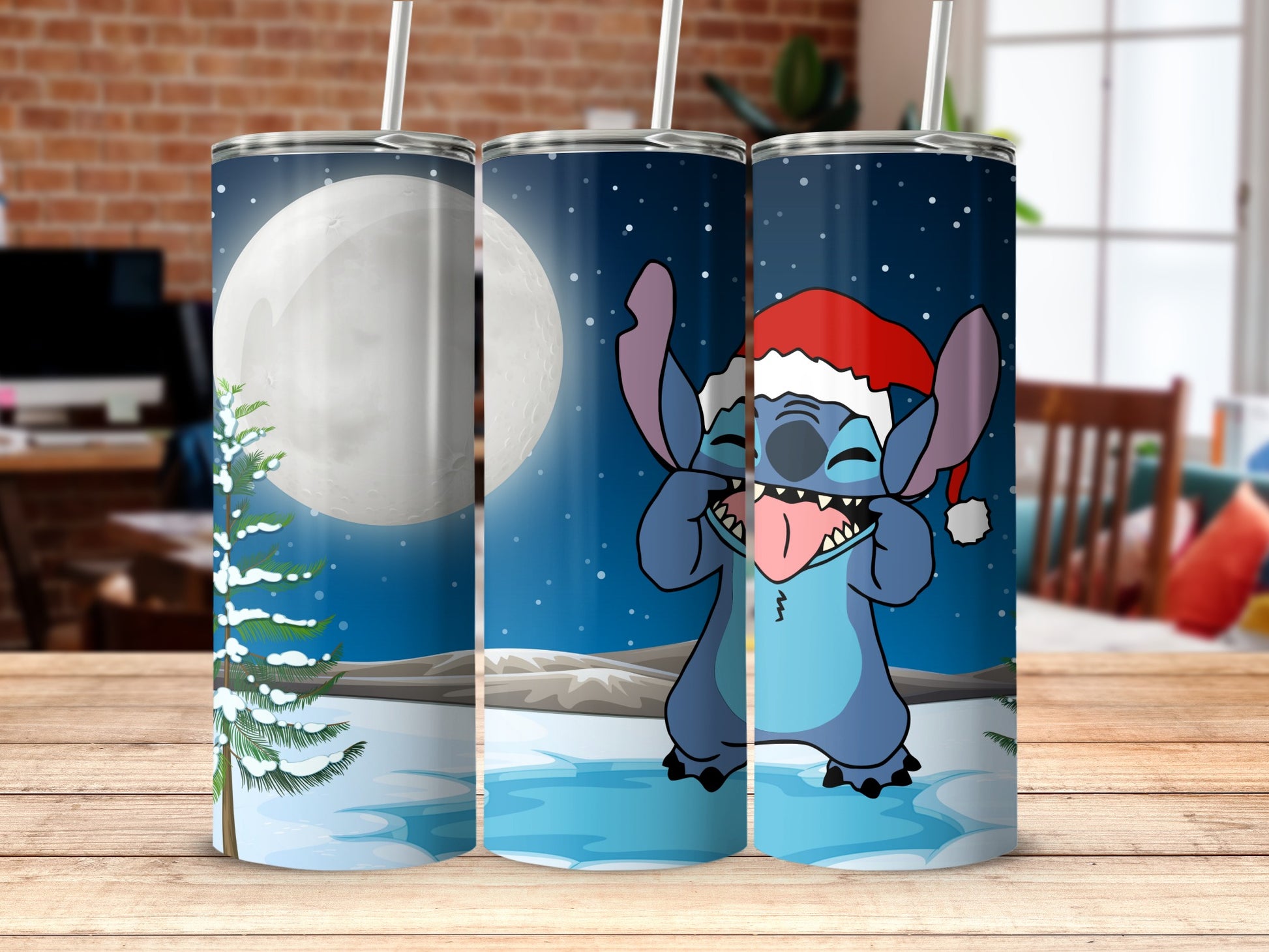 Festive Cartoon Character Tumblers with Holiday Theme