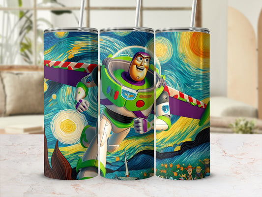 Buzz Lightyear Starry Night Inspired Drinking Tumbler