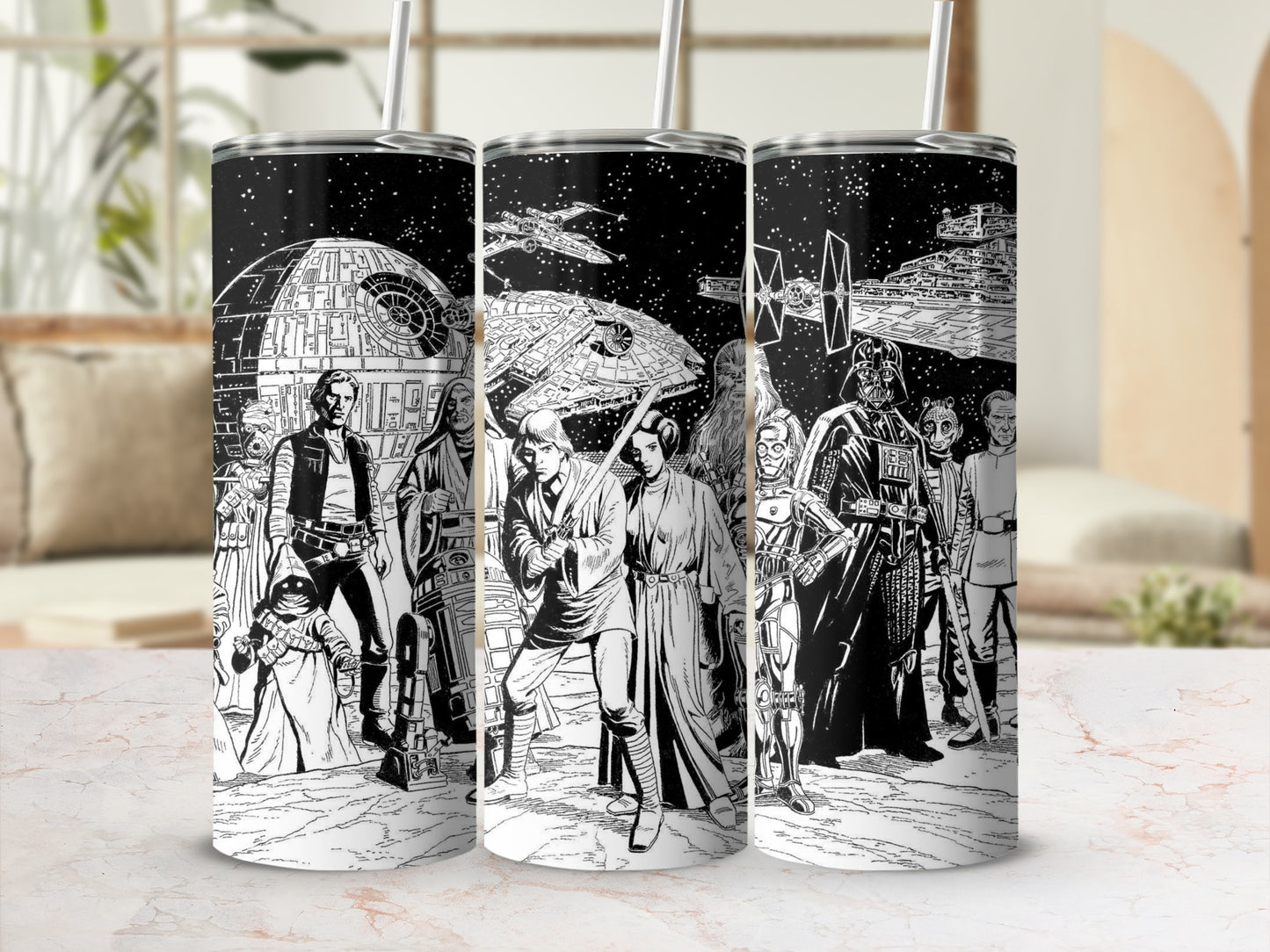 Star Wars character spaceship black white comic art product type