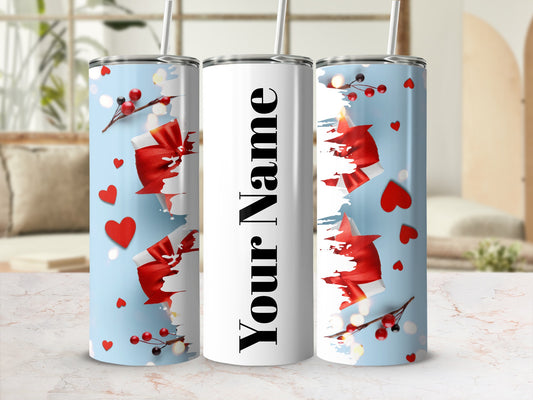 Customizable Festive Hearts and Berries Tumbler