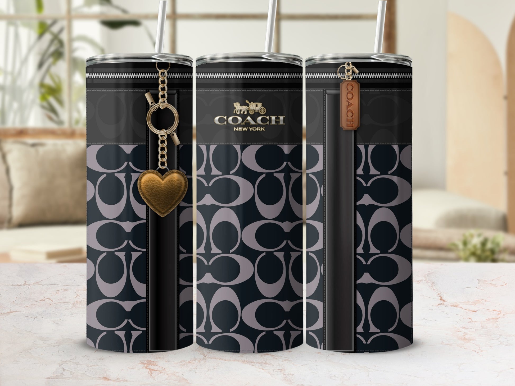 Luxurious Coach New York Patterned Drink Tumblers