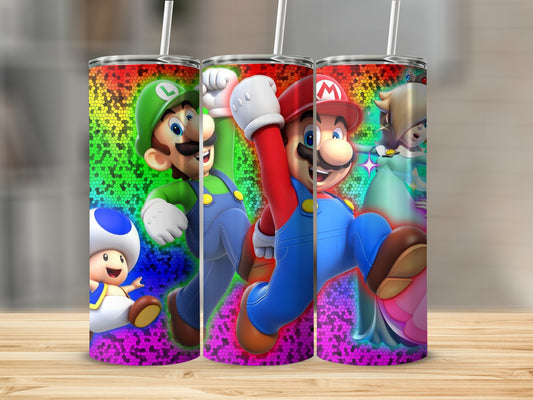 Colorful Video Game Characters Graphic Tumbler Cup
