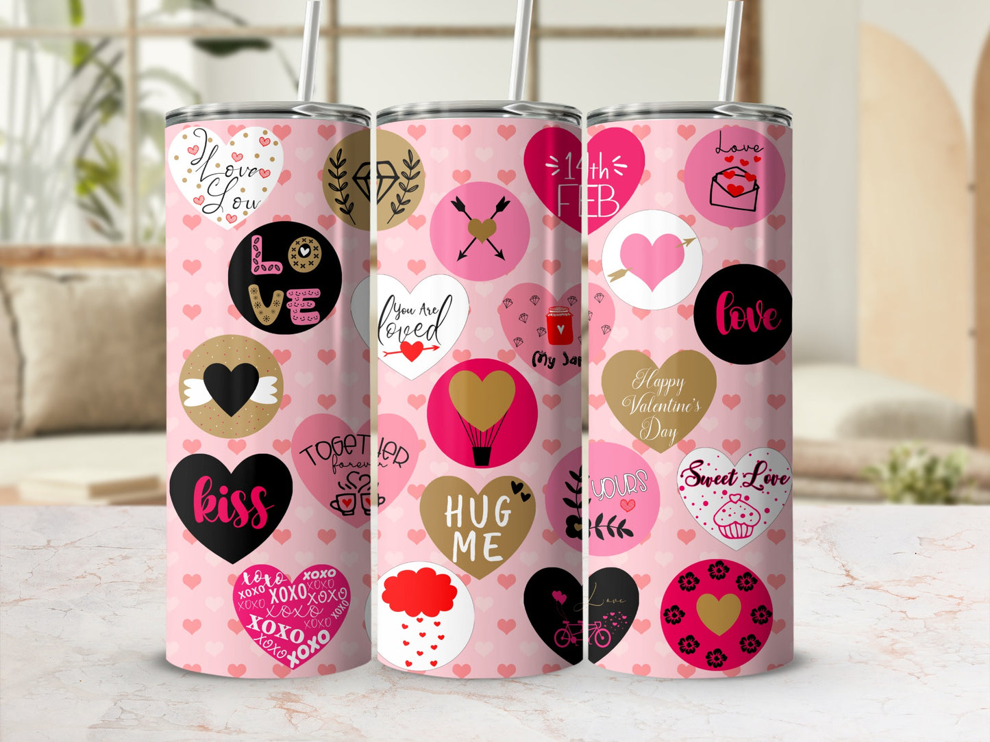 Valentine Hearts Love Pink Sweet Day Tumbler Product Type