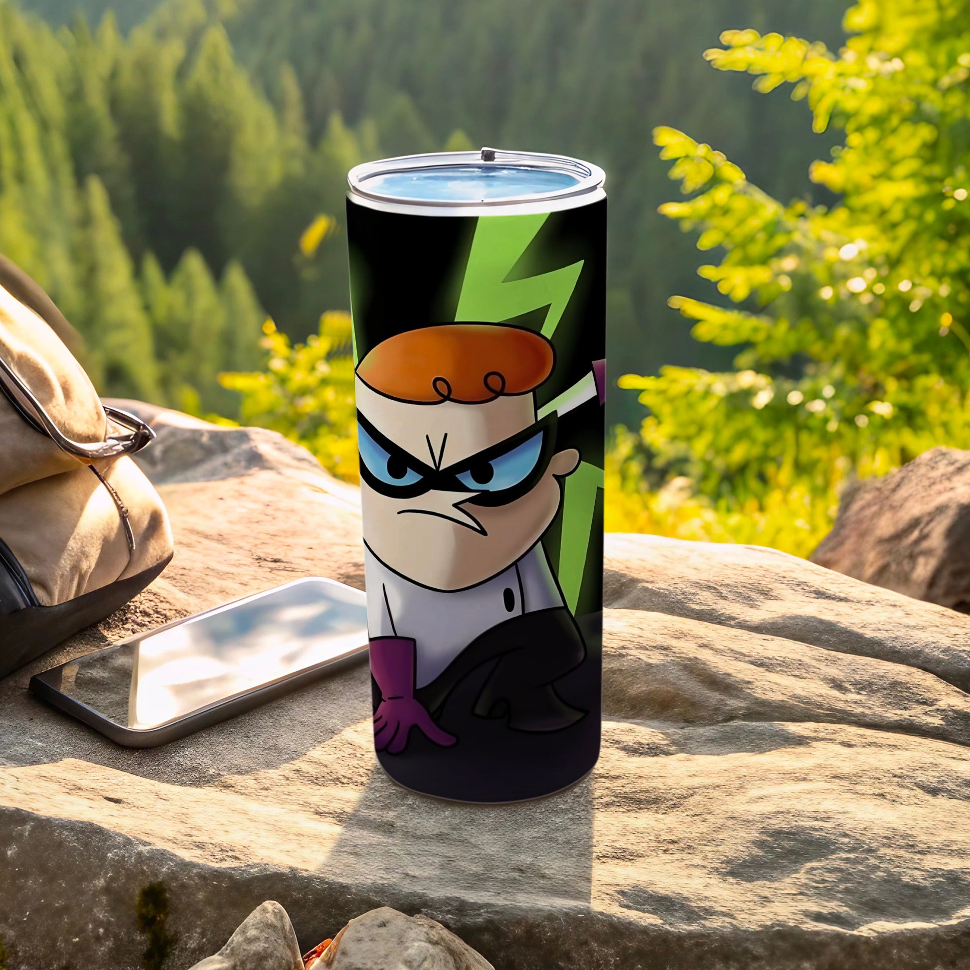 Cartoon Scientist With Green Lightning Art Tumbler
