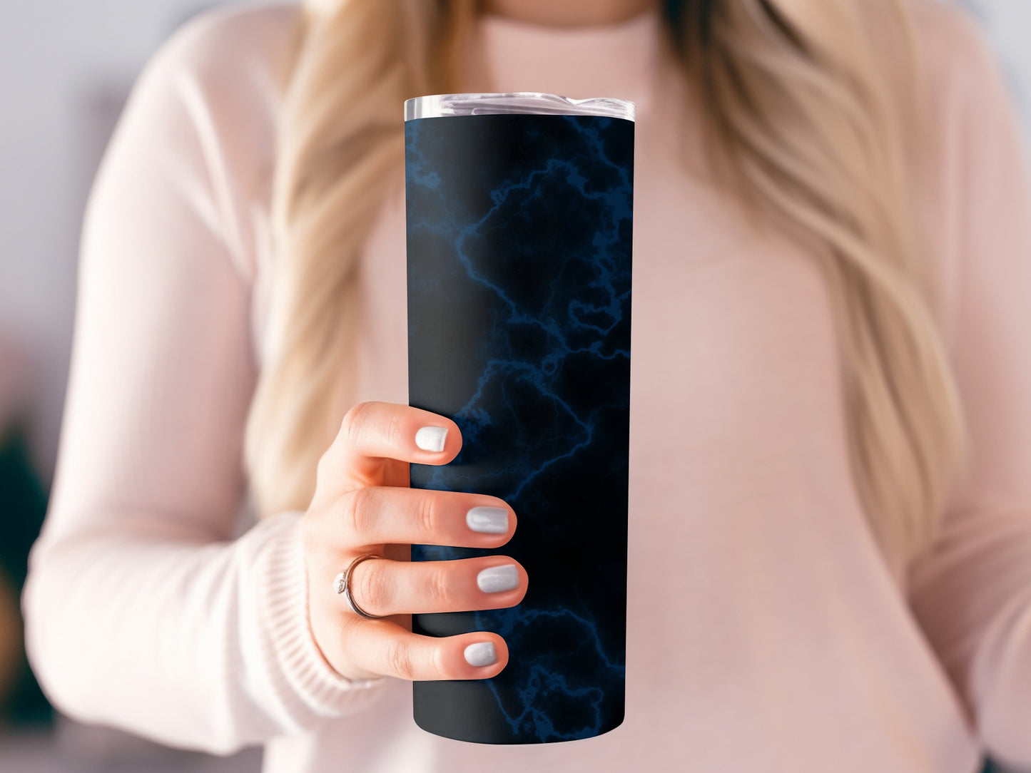 Intense Blue Lightning Streaks Against Dark Background Tumblers