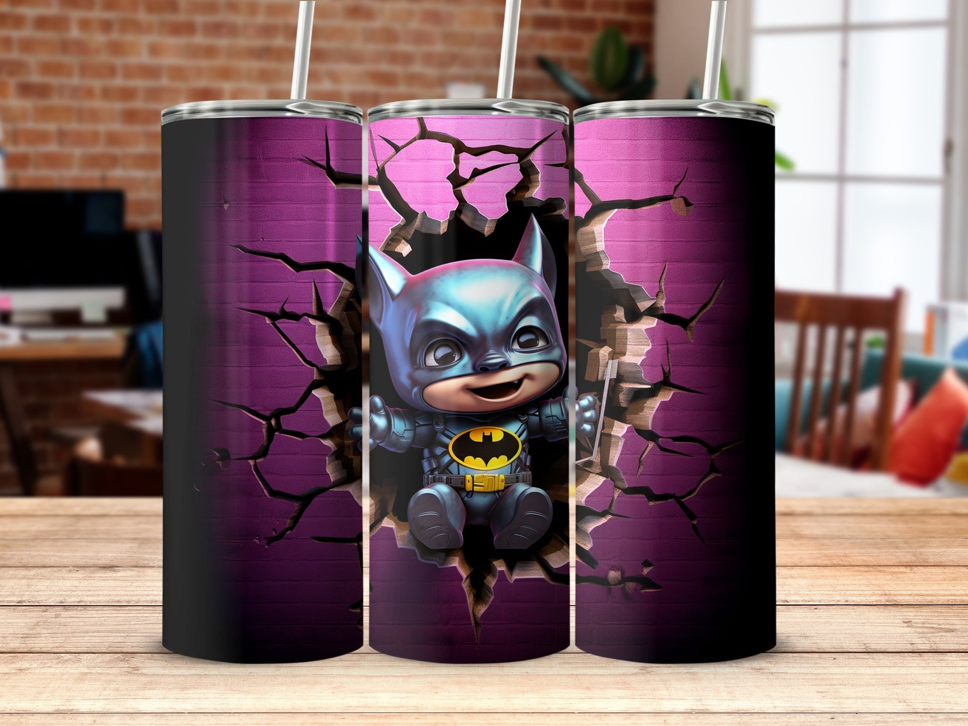 Cute Chibi Hero Figures Design on Tumbler Product