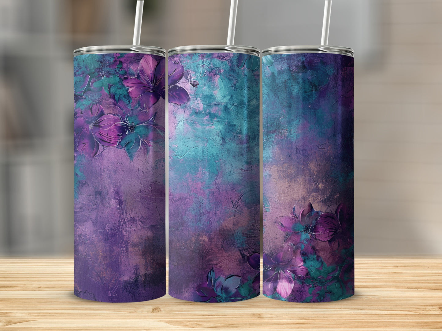 Vibrant Floral Patterned Insulated Tumbler