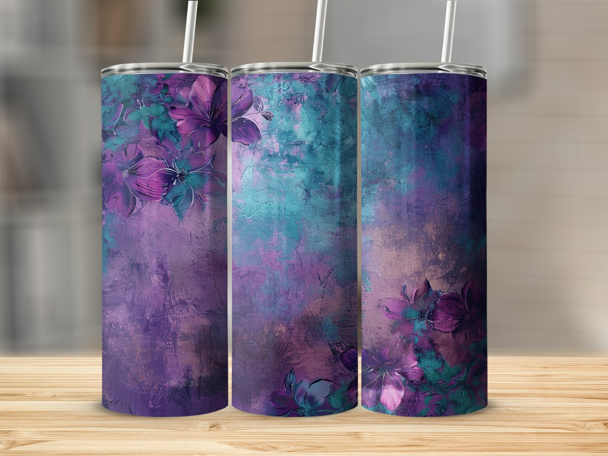 Vibrant Floral Patterned Insulated Tumbler
