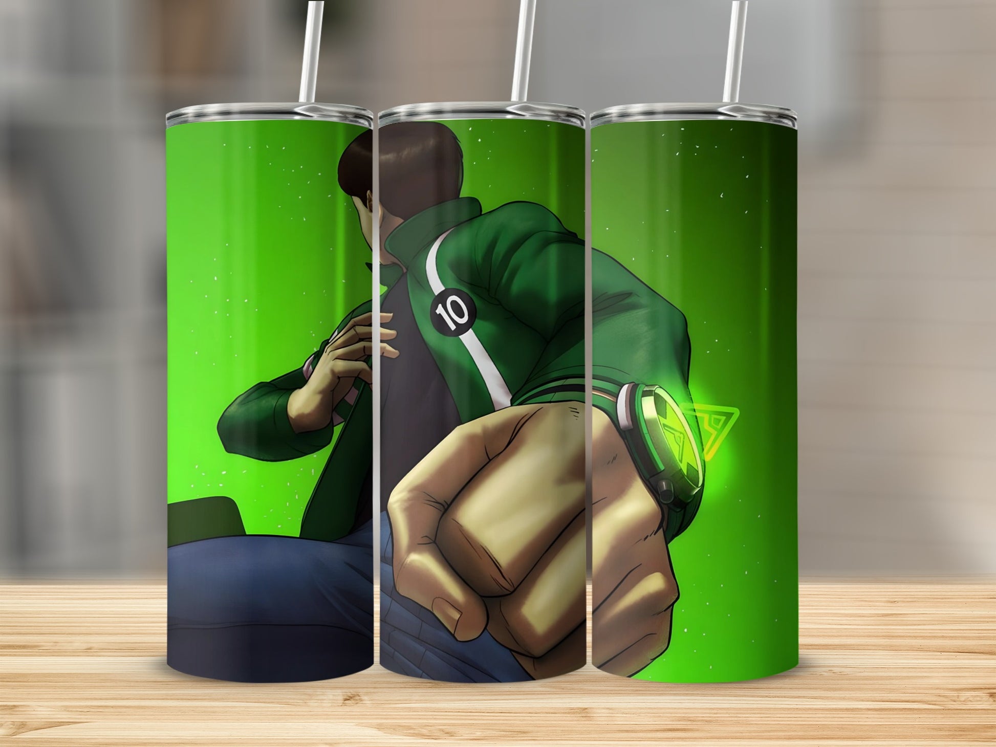 Green Hero with 10 and Watch Design Tumbler Product