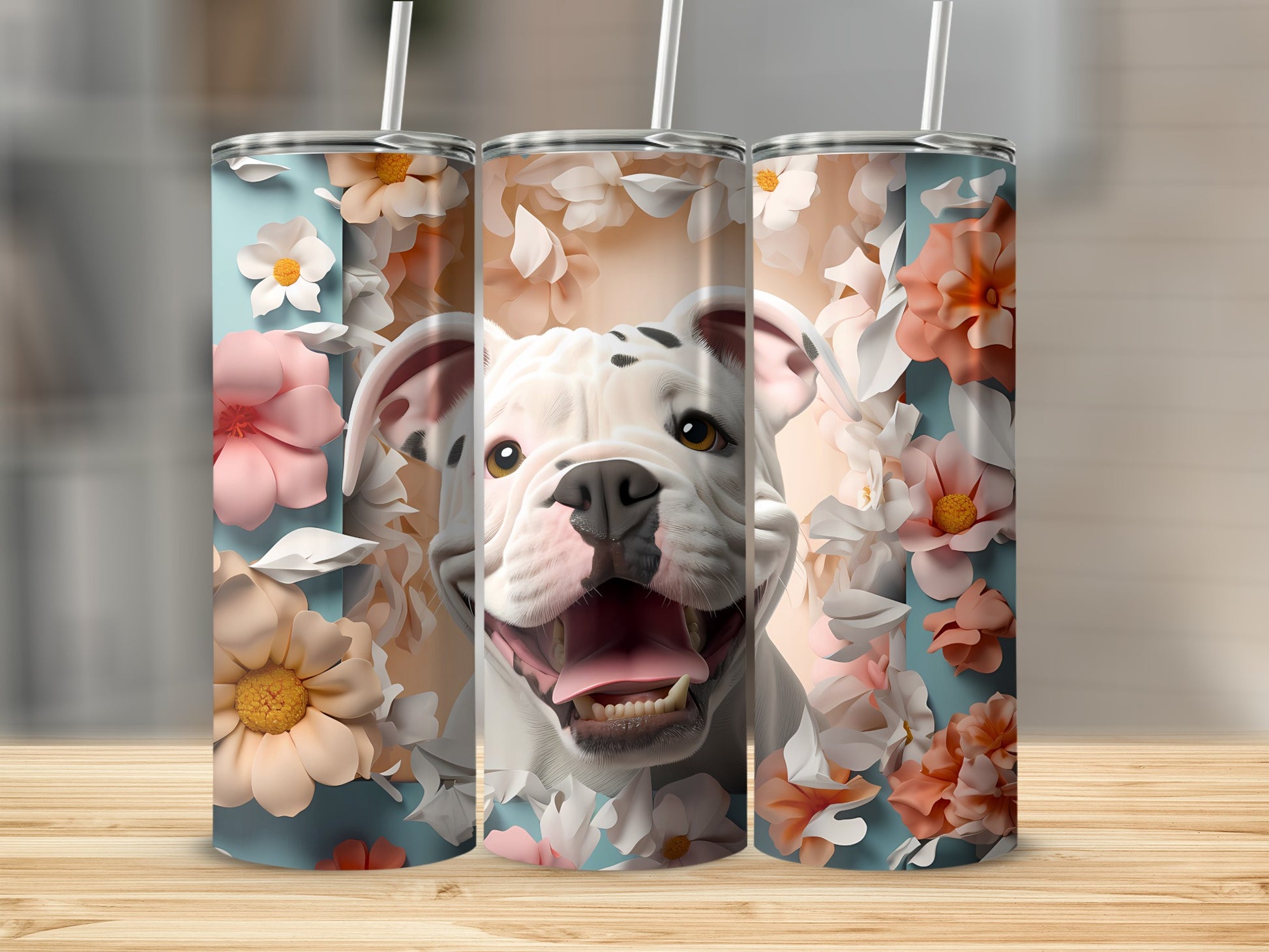 Happy Bulldog Floral Design Papercut Flowers product type