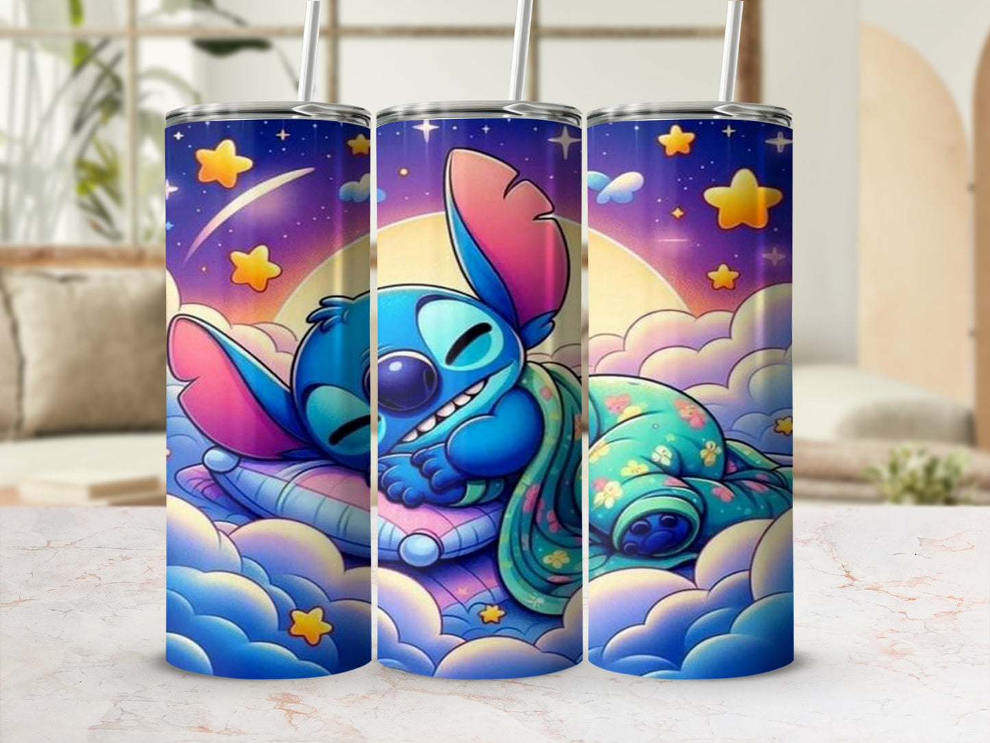 Adorable Blue Alien Sleeping Tumblers Drinkware Item