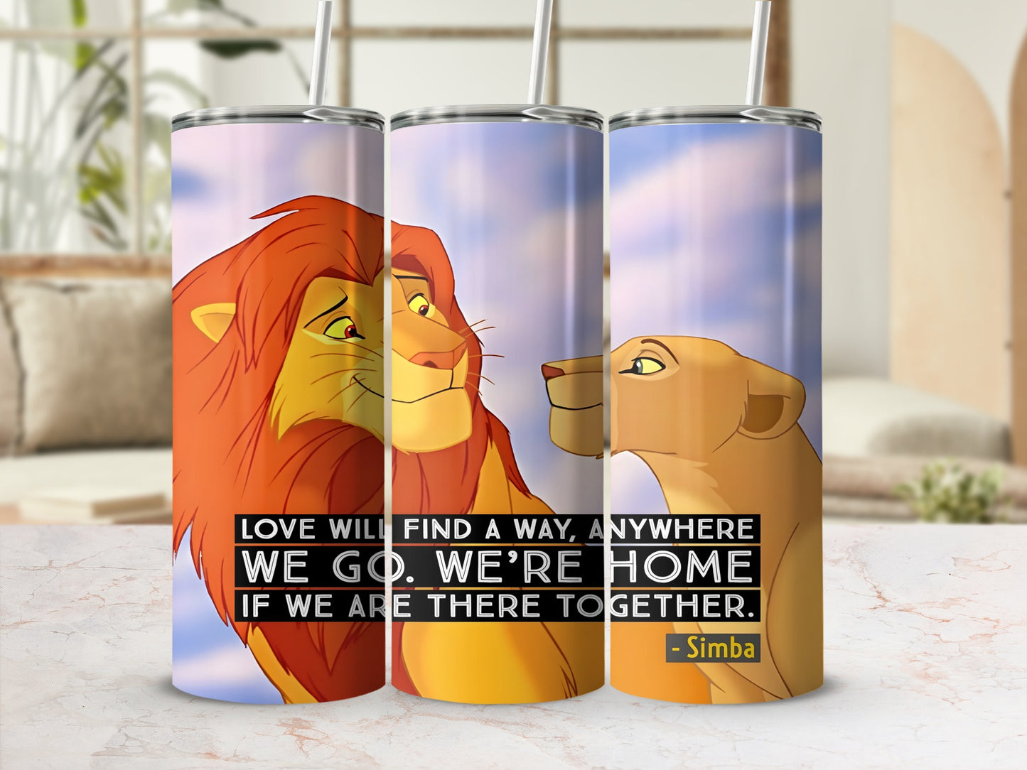 Mufasa and Sarabi from The Lion King with quote about love.