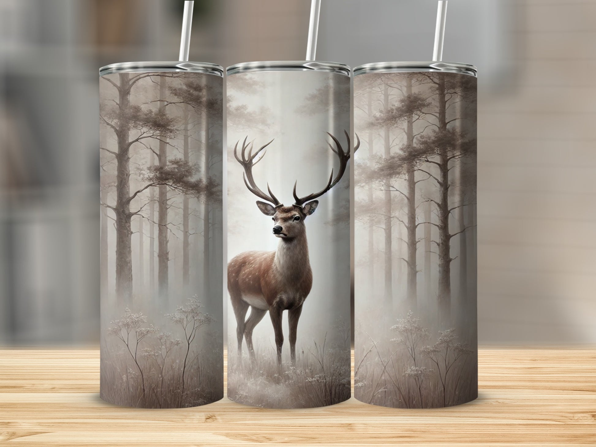 Elegant Forest Deer Design Insulated Tumbler