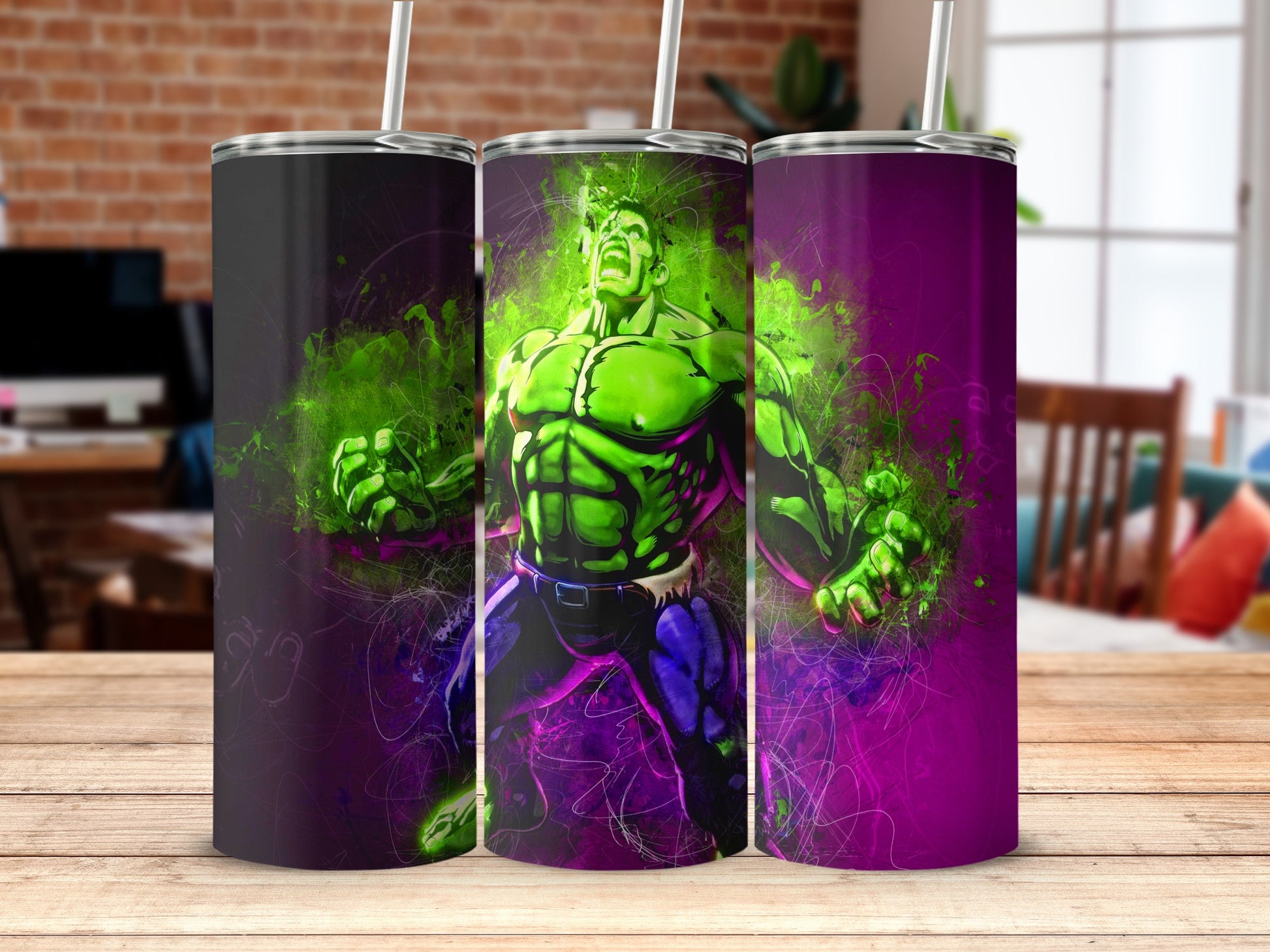 Raging Green Purple Hero Tumbler Dynamic Art product type