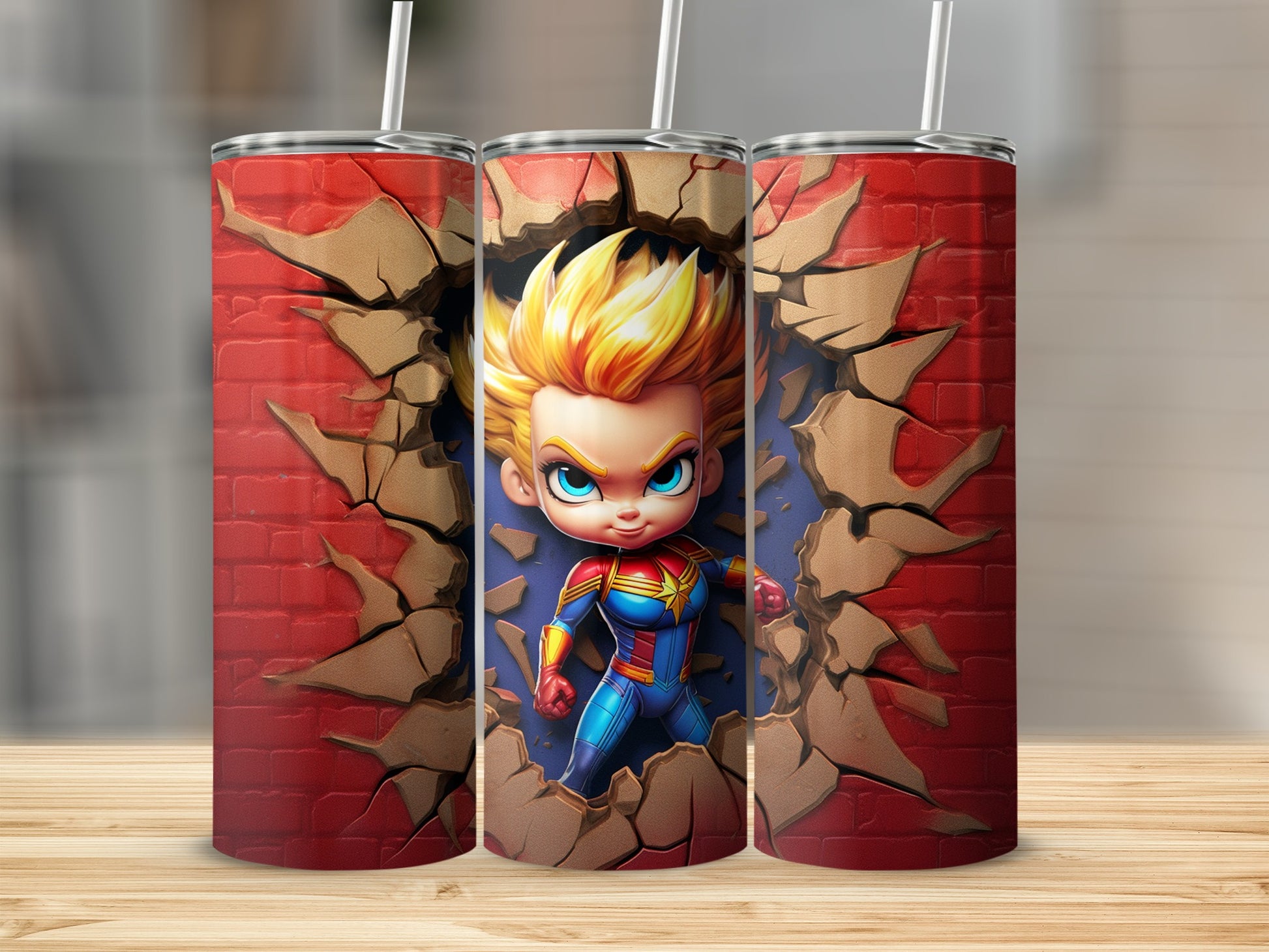 Eye-Catching Superhero Breakthrough Design Tumbler