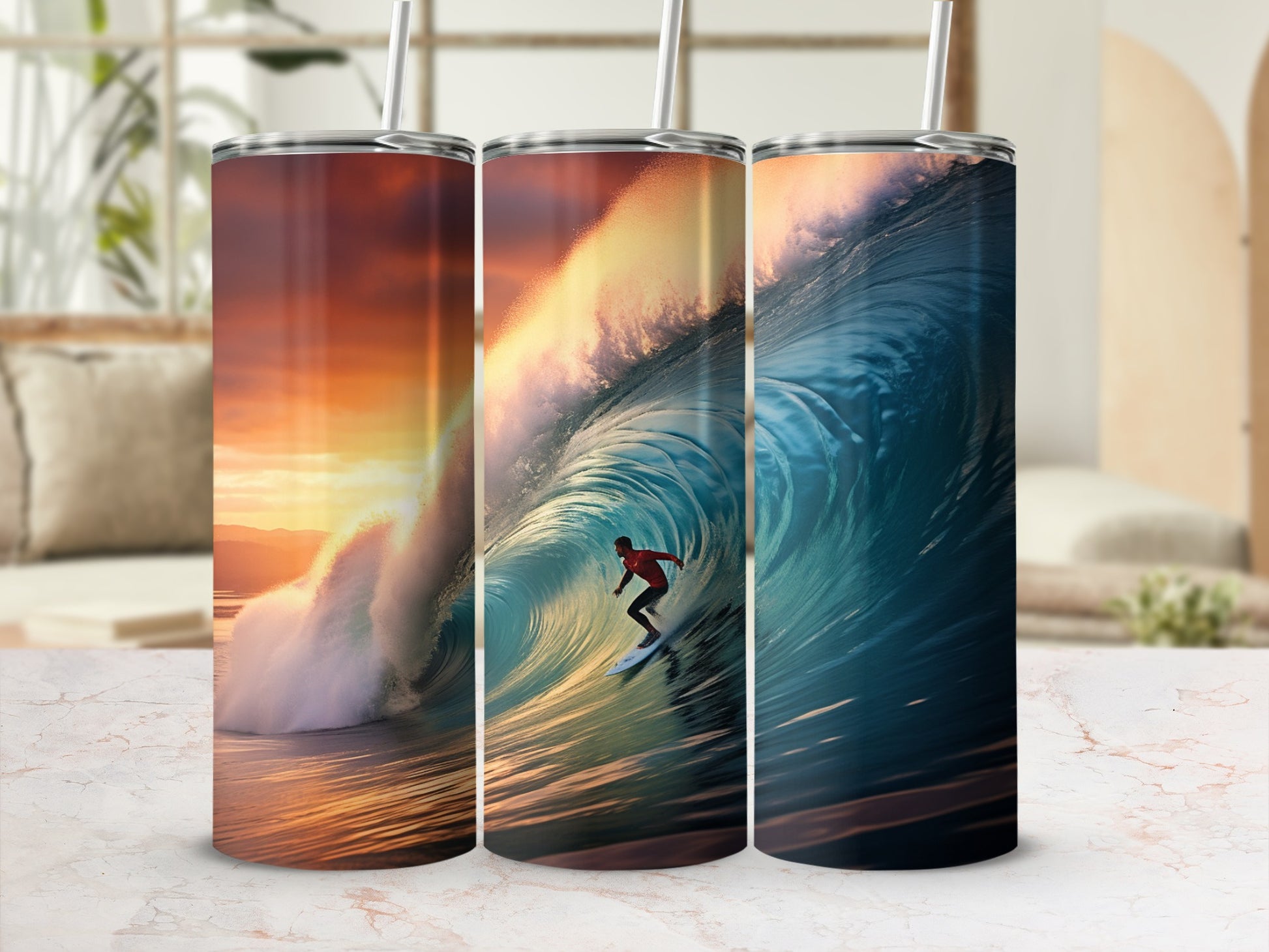 Vibrant Surfer Ocean Wave Golden Sunset product type